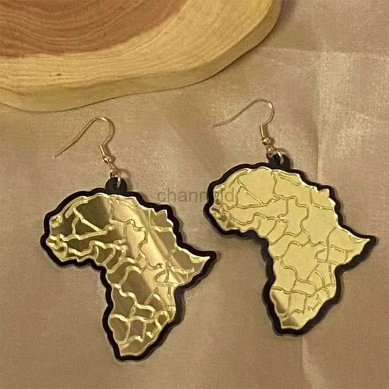 Altro Africa Mappa Drop Earring Vintage Mappa acrilica Piega orecchini esagerati Gioielli per le orecchie di pesce per feste per compleanno 240419