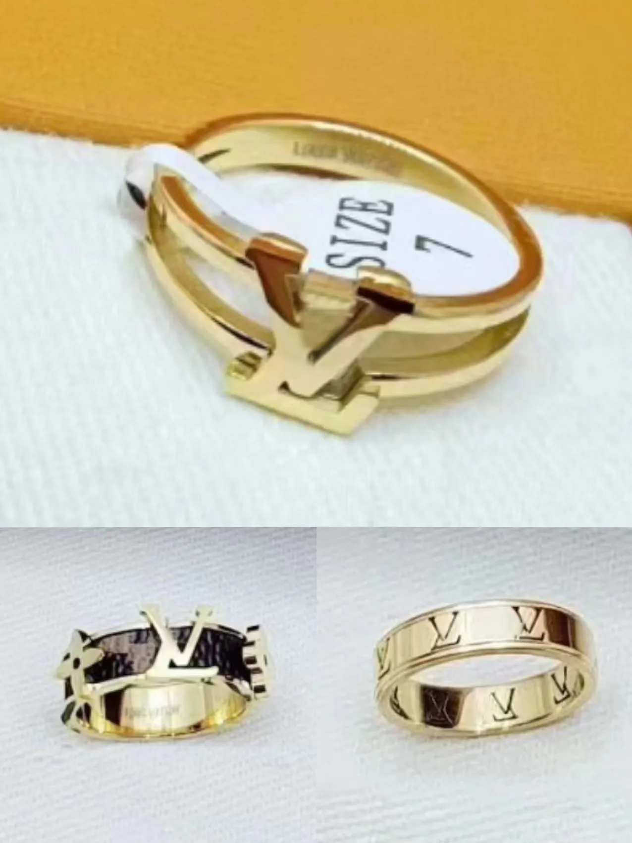 20 style Designer Branded Letter Band Rings Women 18K Gold Plated Silver Plated Crystal Stainless Steel Love Wedding Jewelry Ring Fine Carving Finger Ring