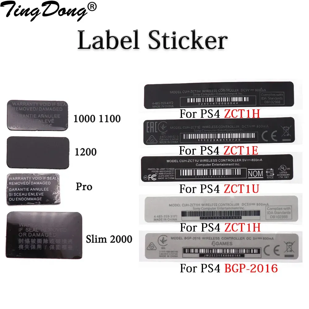 Joysticks Voor PS4 Slim 2000/1000 1100/1200 / étiquette de contrôleur pro Behuising Shell Slim Zwart Wit Terug Sticker Etiket Seals
