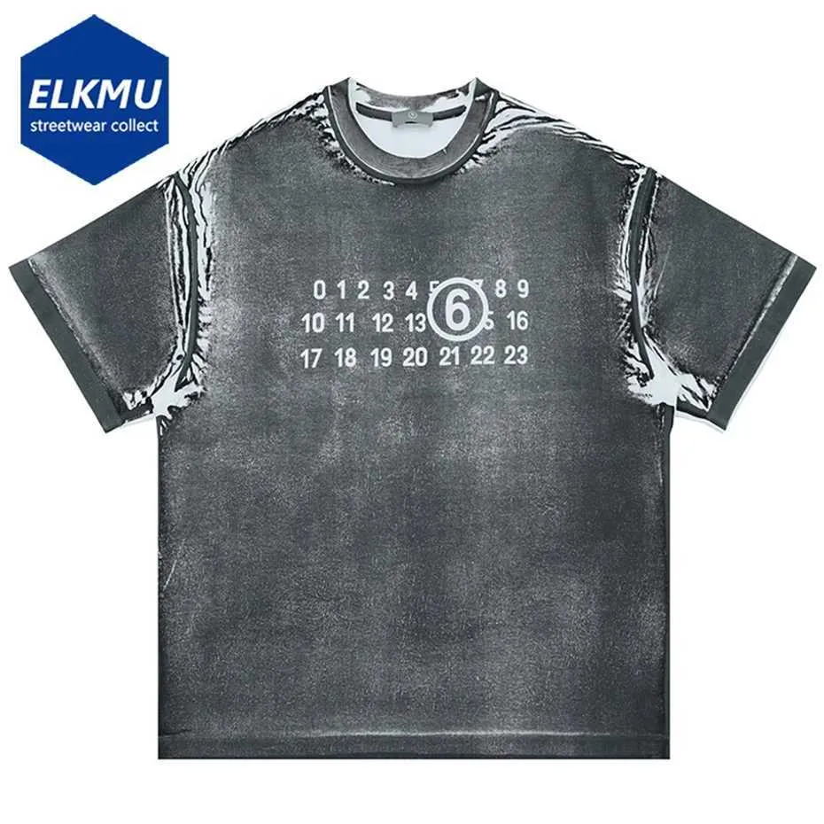 T-shirt maschile 2024 t-shirt estivo t-shirt tintura extra grande lettera stampato a maniche corta t-shirt grigio maglietta hip hop girata j240419