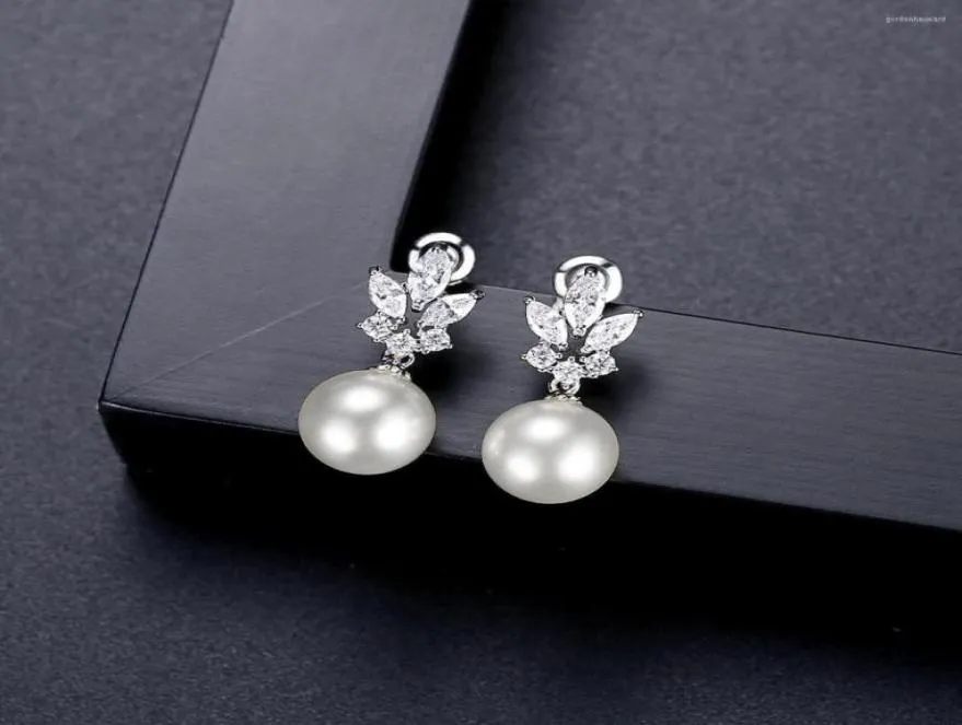 Dangle Earrings Funmode Cubic Zirconia Highgrade Sense Diamond Pearl Sweet And Fashionable Design Female FE39397087818272006