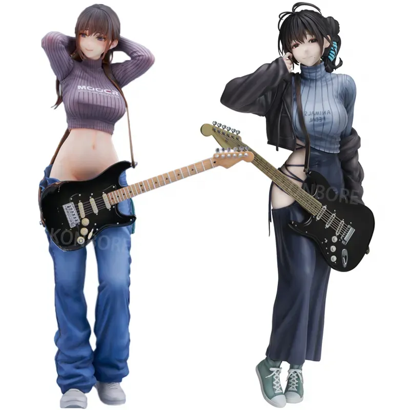 Toys Finger Toys 25cm Lovely Guitar Sisters Mei Mei Sexy Girl Anime Figure Guitar Sisters Action Figure Adult Collectible Model Doll To