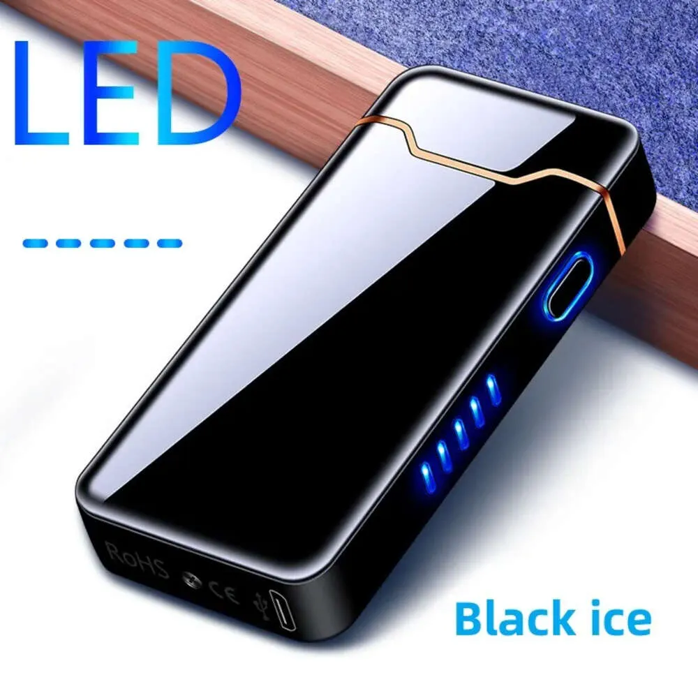 Metal Pulse Arc Plasma USB Lighter USB Rechargeable LED Power Display Windproof Large Flame Cigar Lighter Unusual Gifts for Men