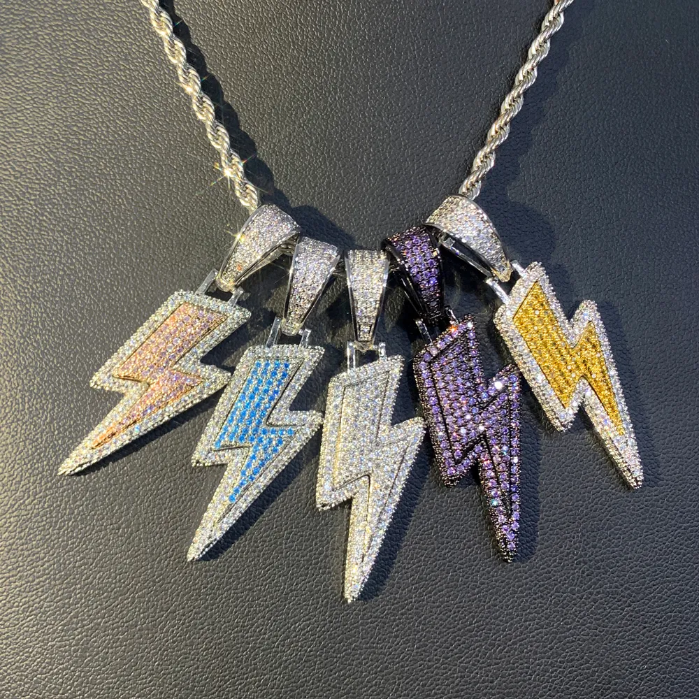 2024 Summer New Arrived Hot Selling High Quality Hip Hop Men Lighting Bolt Pendant Necklace