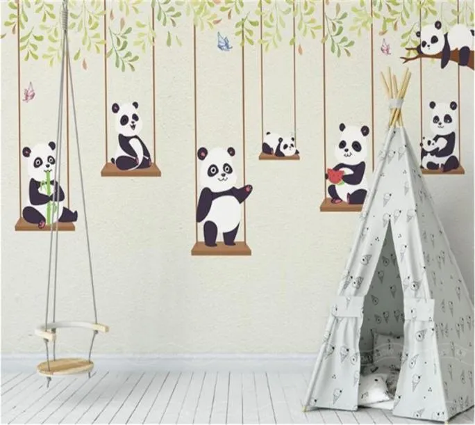 3d Custom Cartoon Painting Wallpaper Cartoon Panda Kids Room Background Wallpaper Waterproof Environment Friendly Wall Mural272j5139599