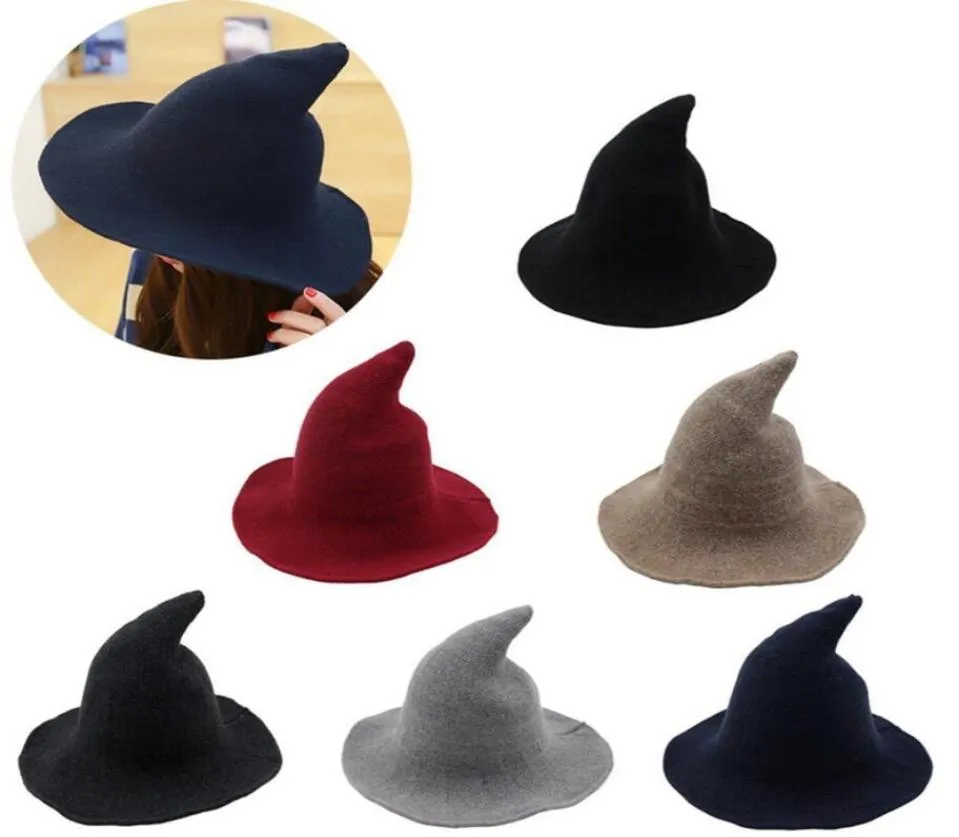 Хэллоуинская вечеринка ведьма Wizard Hats Solid Color Kinitedwool Hats для Хэллоуина вечеринка маскарада косплей костюм 4301301