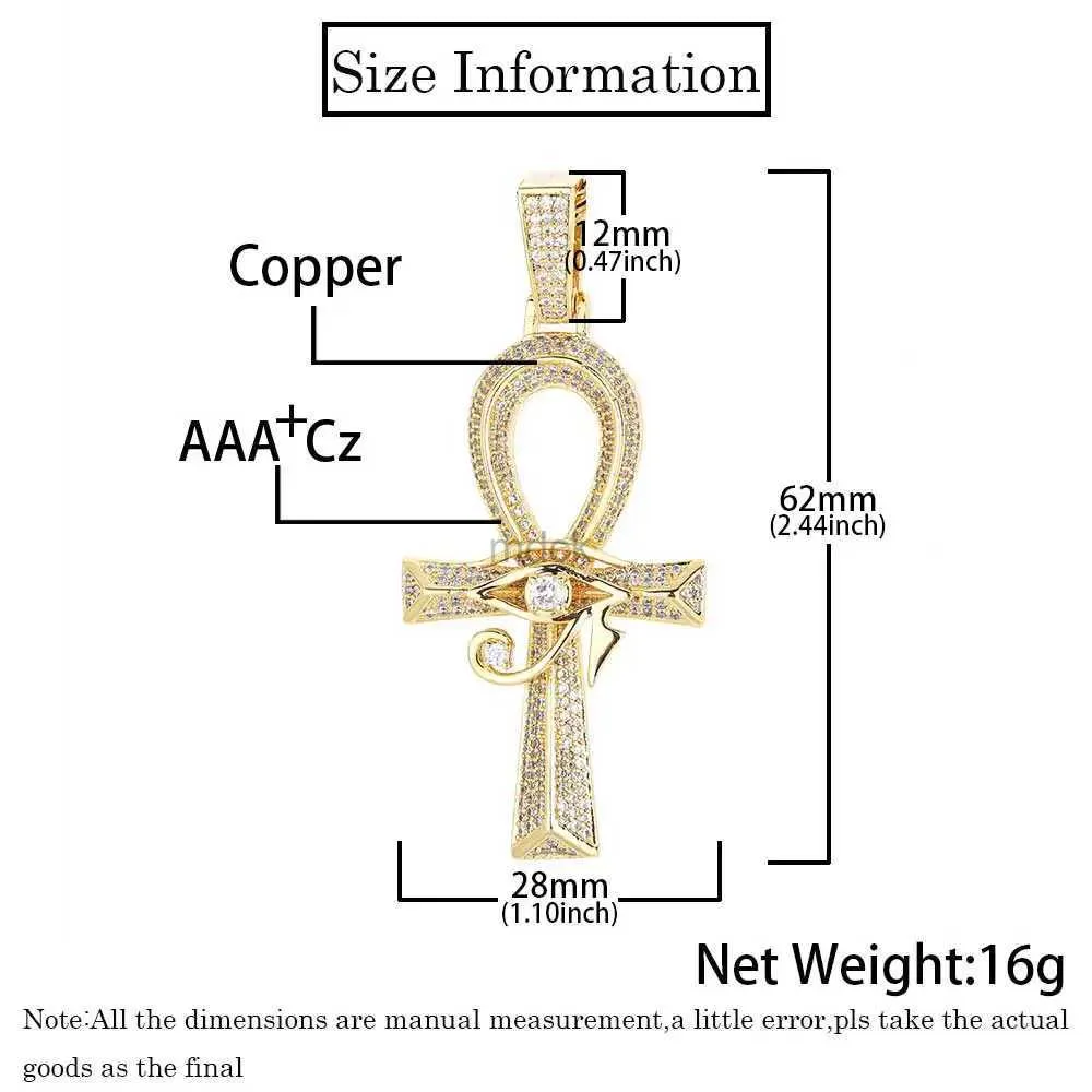 Collane a ciondolo antico amuleto egiziano anka croce bling cz pietra 18k oro oro oroo di collana a sospensione Horus per uomini 240419