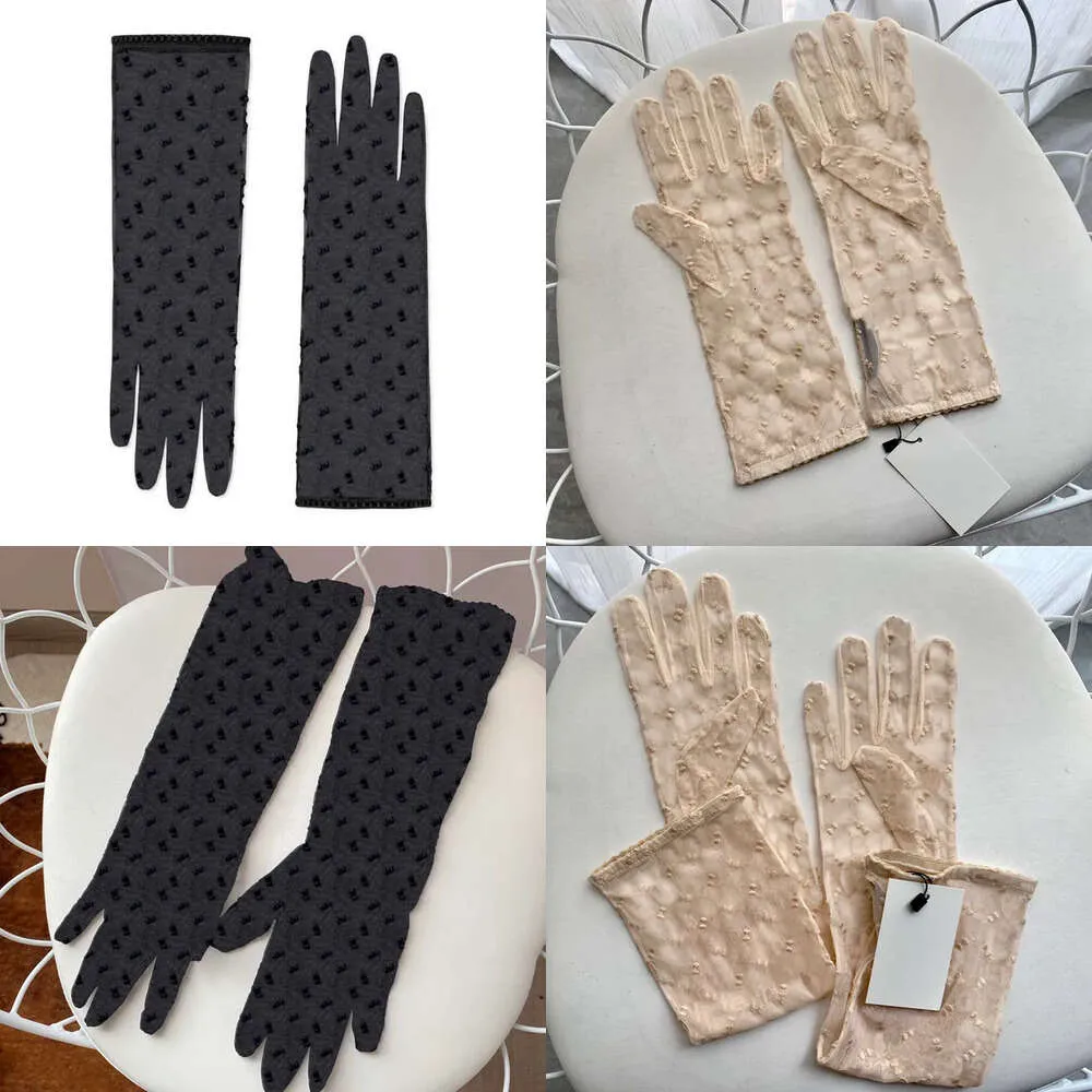 Sommarhöstkvinnor spetsnät bokstav andas svart solskyddsmedel fem finger långa handskar special för brudar tunna handskar CSG2310126
