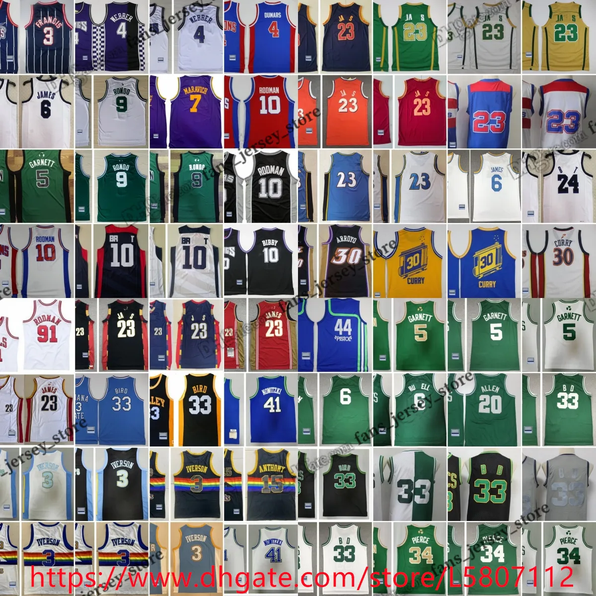 Retro Basketball Jerseys Kemp All Teams Michael Nowitzki 24Bryant Jennings Robertson Allen Curry Thompson SErving Embiid Pippen Rodman Petrovic Bazemore Miller