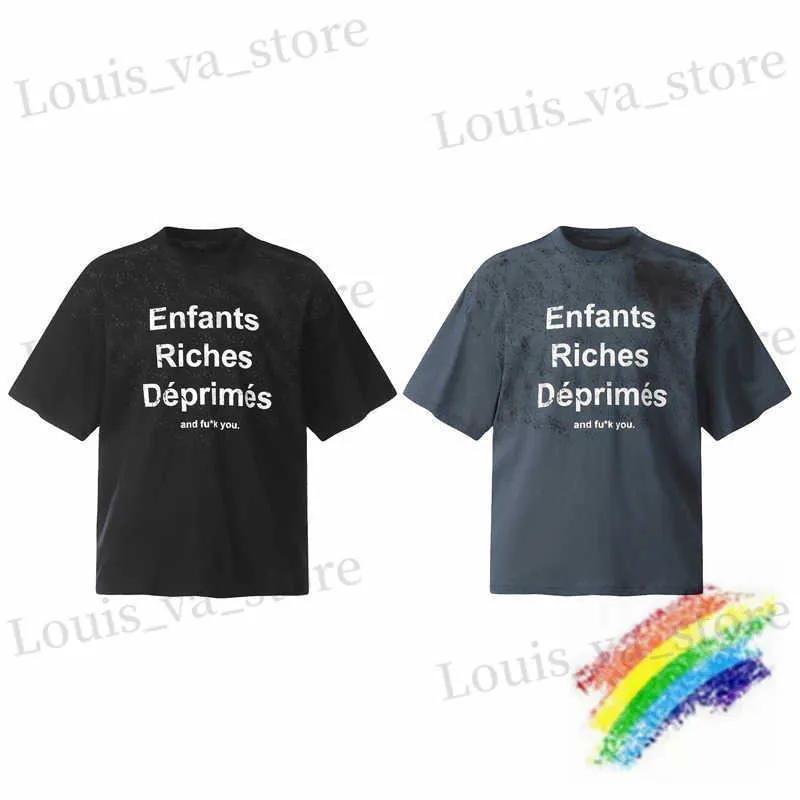 T-shirts masculins vintage enfants lavés riches primes erd t shirt hommes femmes hautes strt oversize t top t-shirt t-shirt t240419