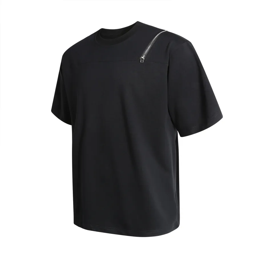 T Shirt Mężczyźni kobiety czarne wysokiej jakości krótkie rękawe T-shirt TOP TESE zamek błyskawiczny