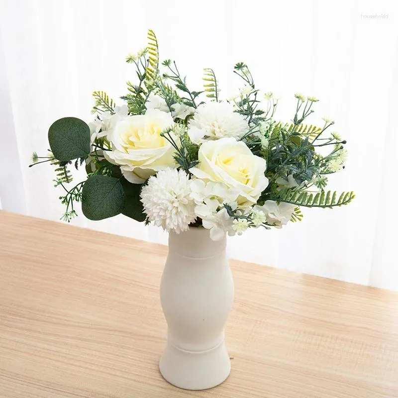 Decorative Flowers Artificial Flower Wedding Simulation Holding Bouquet Hand Stab Ball Rose Holiday Gift Decoration Restaurant Home