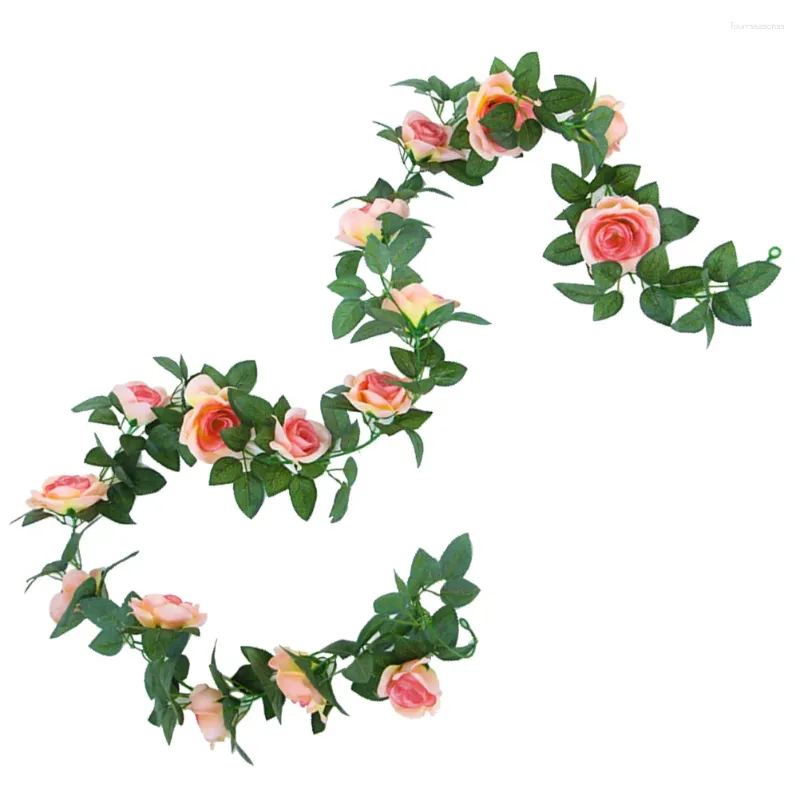 Decoratieve bloemen Fake Rose Vine Floral Garland Artificial For El Wedding Home Party Garden Decor (Dark Pink)