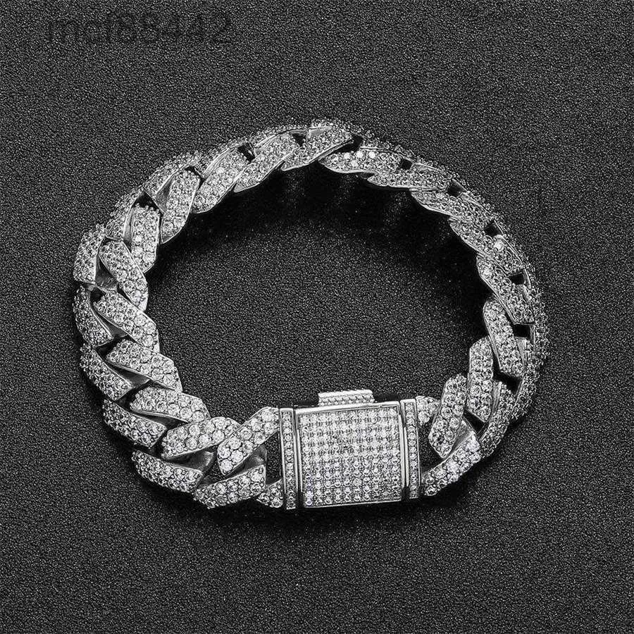 15 mm flip buckle dubbele rij zirkon diamant cubaan armband trendy merk gepersonaliseerde hiphopheren