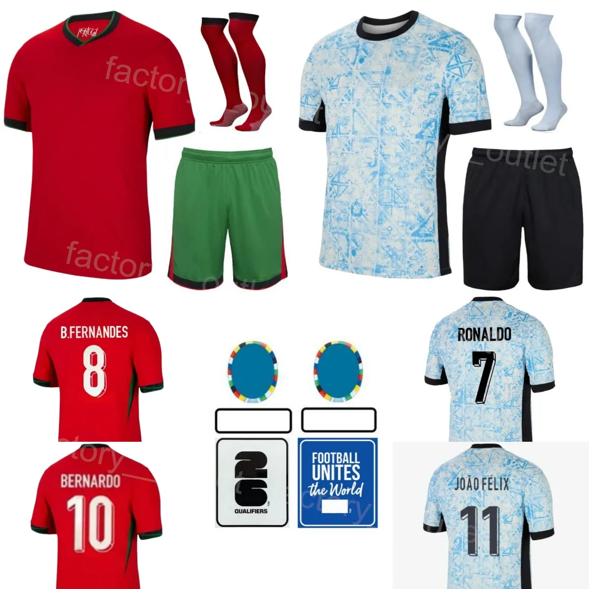 Euro Cup 24-25 calcio Rafael Leao Maglie nazionale Matheus Nunes Goncalo Ramos 6 Joao Neves Antonio Silva Bruno Fernandes Kit da calcio Kits Child Putaoya