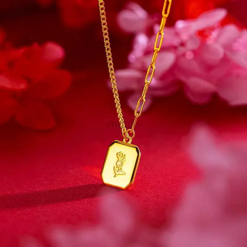 Colares pendentes femininos 999 Pingente elegante de ouro para mulheres Advanced English Colar Rose Brand Pingente Pingente Luxo e Jóias de Moda 240419