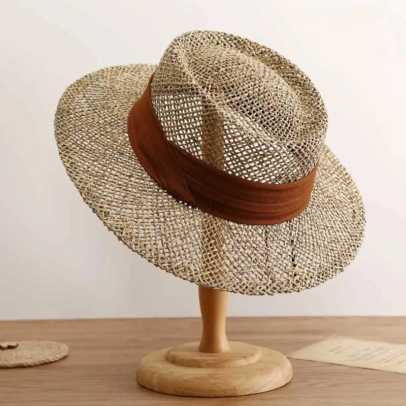 Ball Caps damskie oddychająca czapka słoneczna moda pusta vintage słomka ręcznie dzianina letnia hat heaste hat 2022