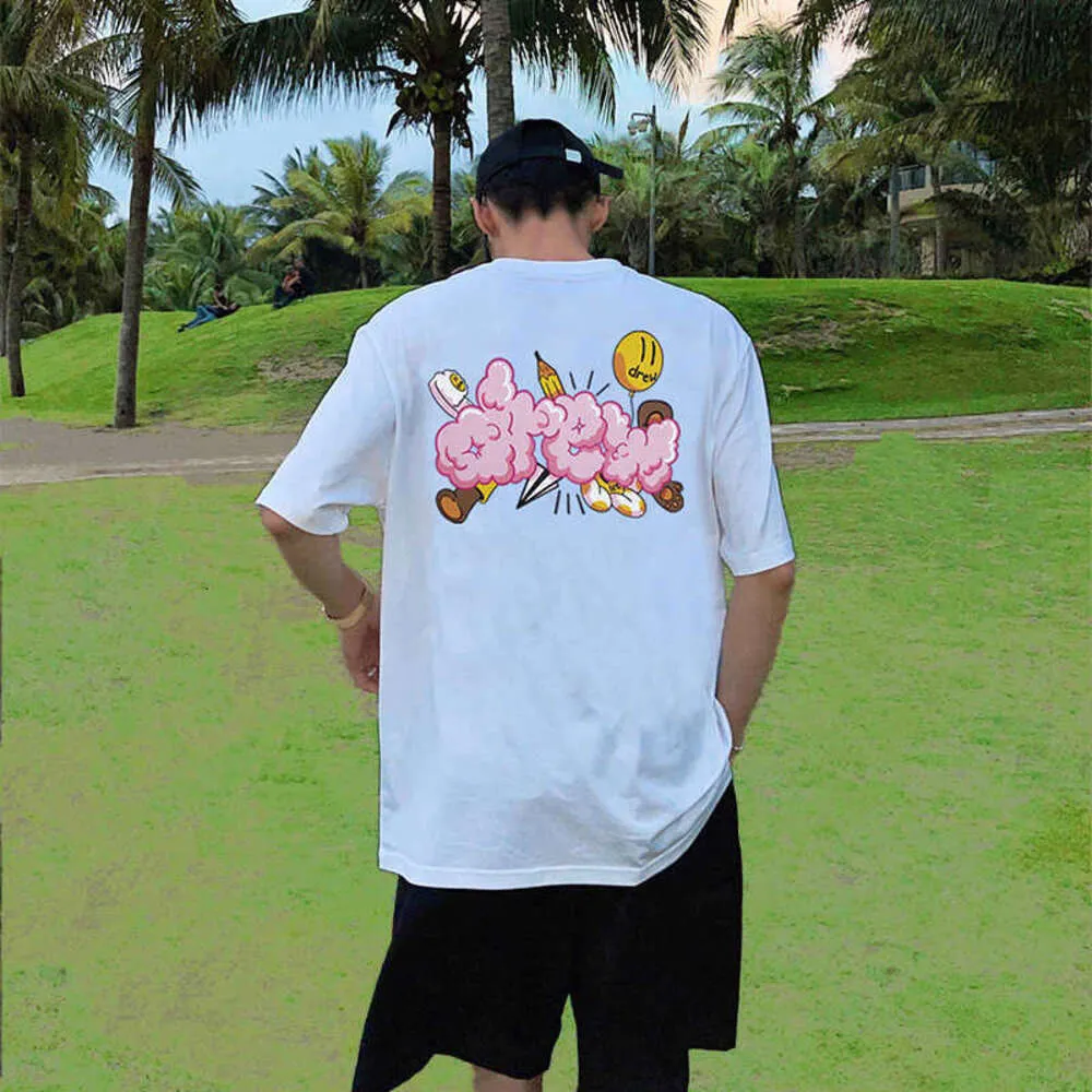 Le magliette da uomo hanno disegnato un palloncino sorridendo a palloncini graffiti marchio alla moda di tendenza unisex estate in cotone a manicotto a manicotto
