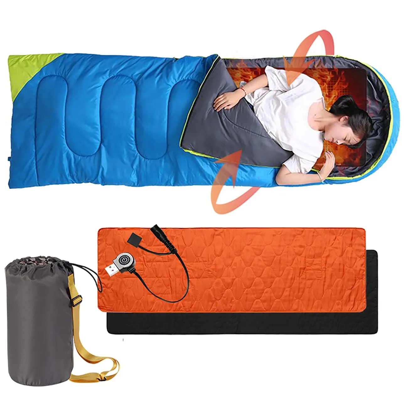 クラッチ3レベル温度USB暖房キャンプスリーピングマットサーマルパッド暖房寝袋自己加熱マットレスキャンプ機器