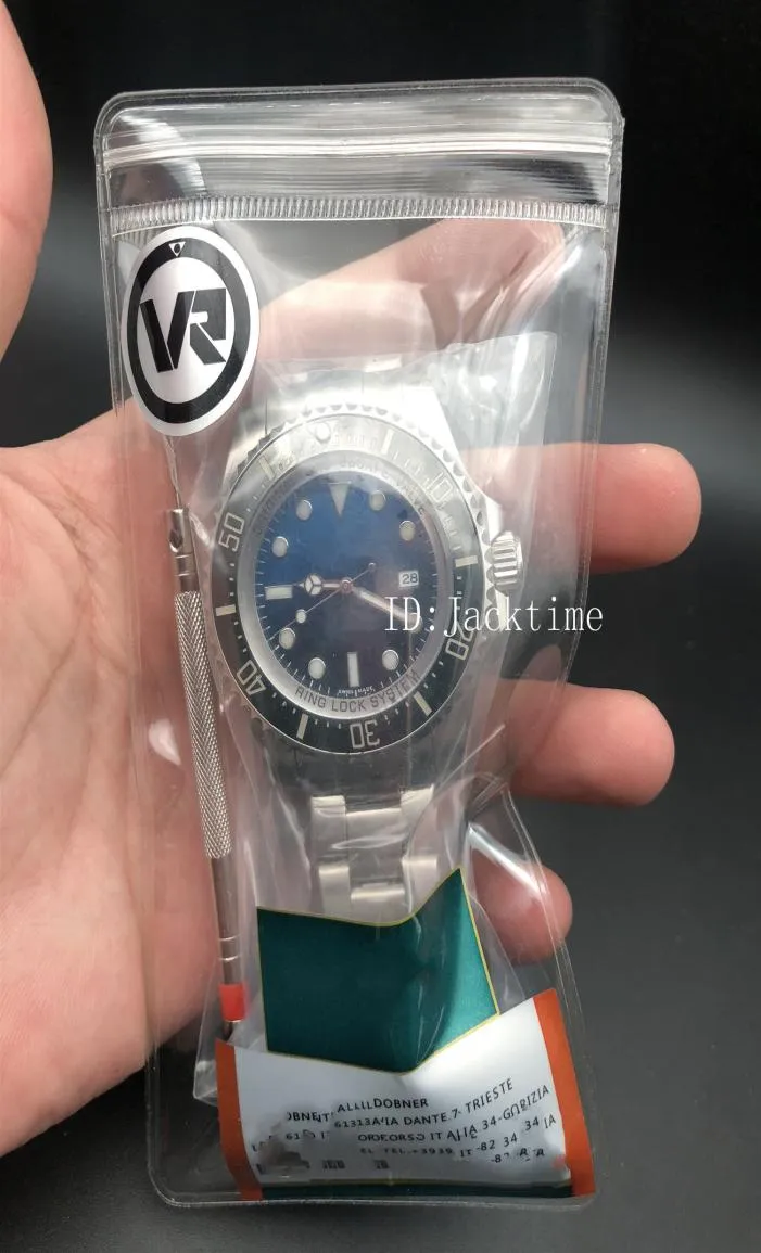 VRF 품질의 손목 시계 44mm 세라믹 베젤 원래 조절 가능한 스트랩 자동 운동 스포츠 시계 바다 거주자 남성 감시 7574724