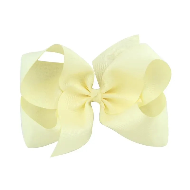 6 inch Cute Hair Accessories Handmade Baby Girls Bowknot Hair Clips Kids Boutique Solid Ribbon Bows Hairpin Barrettes