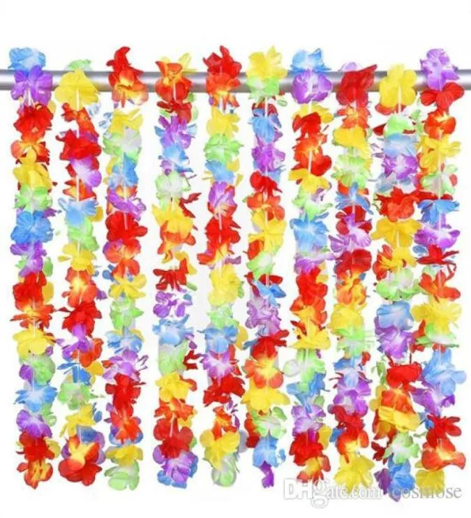 Hawaiian Rainbow Flower Leis sztuczny kwiat plaży Garland Naszyjnik Luau Party Gay Pride 40 cali Multi Colour4848172