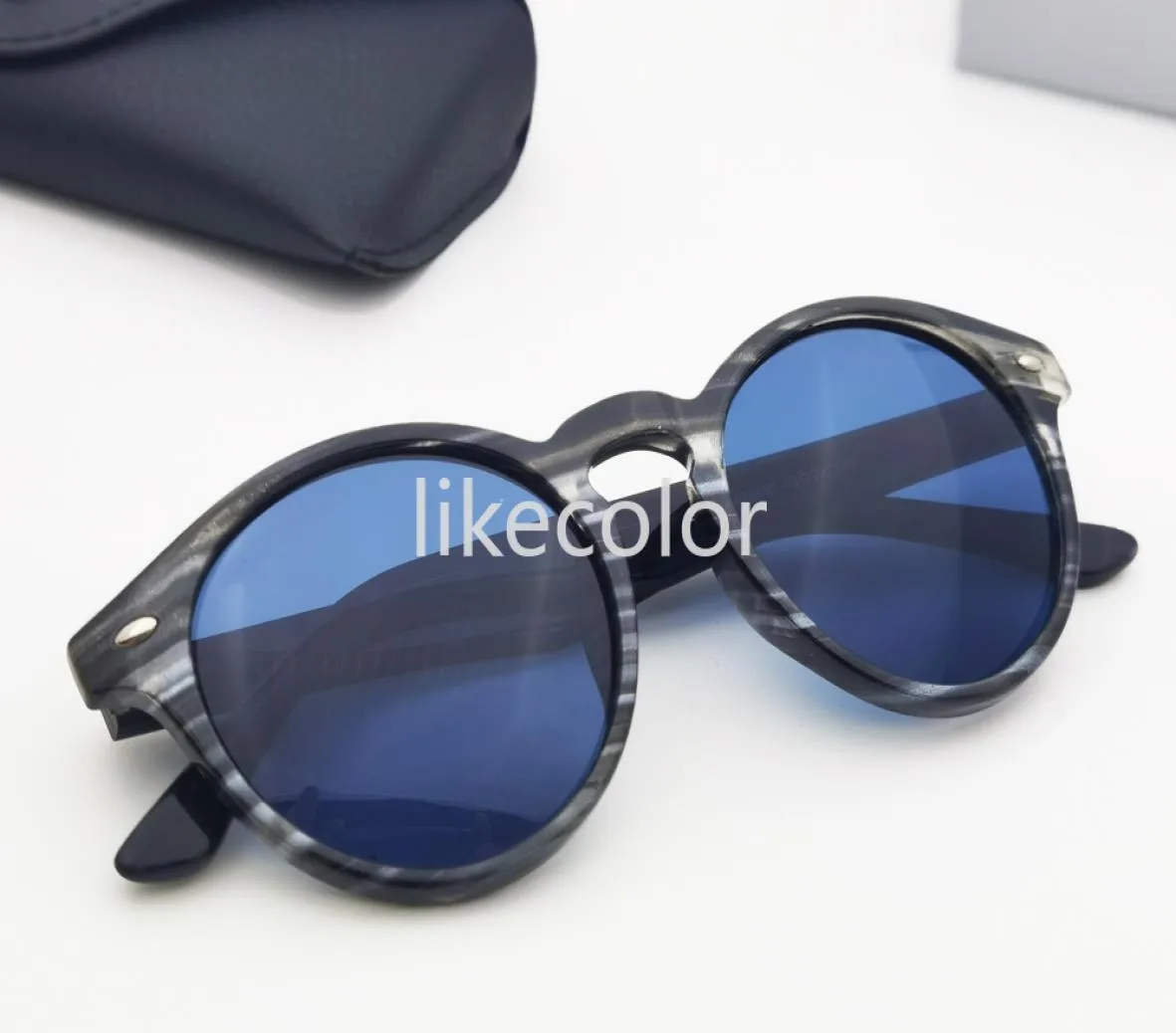 Высококачественные полосатые круглые солнцезащитные очки для стимпанк для дизайнерских очков для мужчин и женщин в рамке UV400 с оригинальным Case8390367