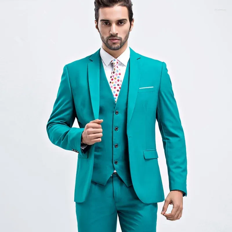 Men's Turquoise Formal Suit Slim Fit Piece Blazer Set, Custom Groom  Prom Party Tuxedo, Terno Masculino Costume Homme