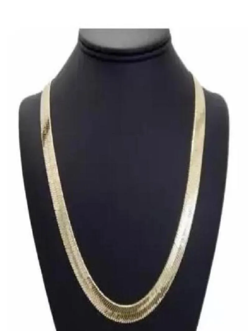 Mens platt fiskkedja 14K guldpläterad 9mm 24quot halsband4711920