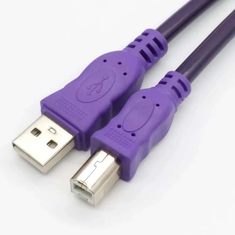 2024 Câble imprimante USB 2.0 Type d'un mâle à type B Male Boundage à haute vitesse transparente Purple 1.5 / 3/5/10m pour le câble d'imprimante USB 2.0