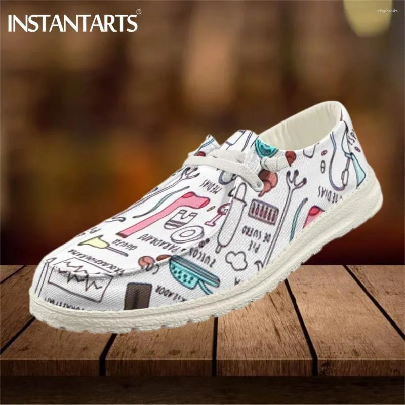 Casual Shoes InstantArts Stylish For Women Care Mönster Damer Flat Lightweight Lace Up Walking Large Size