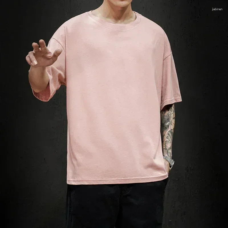 Męskie garnitury nr 2a3121 Summer T Shirt Modna moda Solid Mens Oversize Hip Hop krótki rękaw Casual Cotton