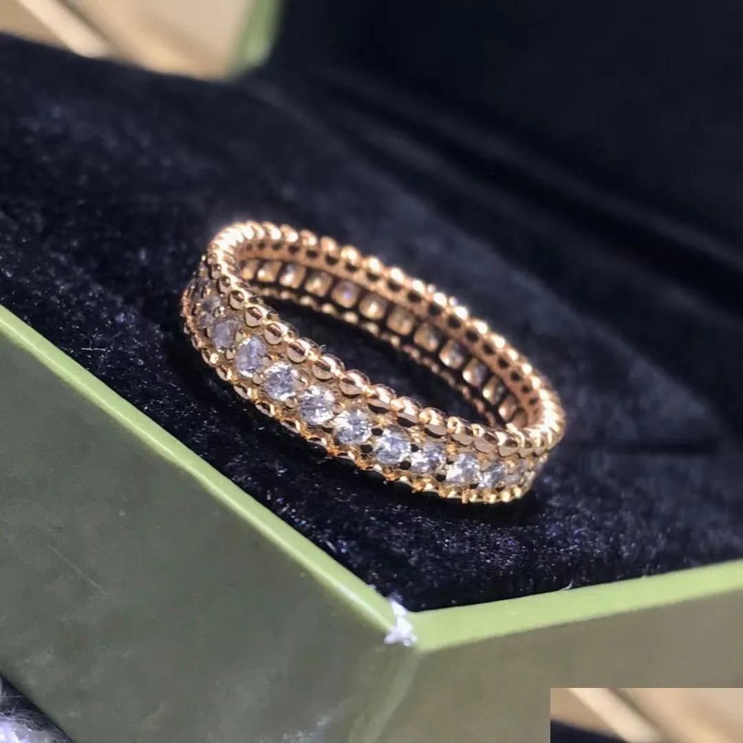 Band Rings Designer för kvinnor Luxury Fashion Classic Jewelry Diamond Ring 18K Sier Plated Gift Wedding Rose Gold Engagement Par Dr Dhab9