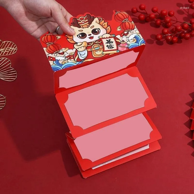 Embrulho de presente 10pcs envelopes vermelhos ano chinês por dinheiro 2024 dragão r envelope dobrável-um durável
