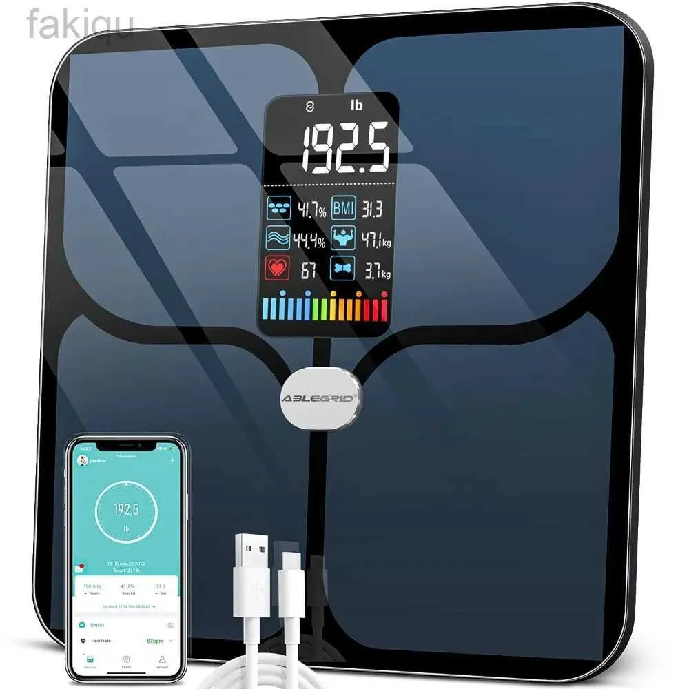 Escalas de peso corporal escala digital de banheiro inteligente para peso corporal grande tela LCD Tela 16 métricas de composição corporal BMI 240419