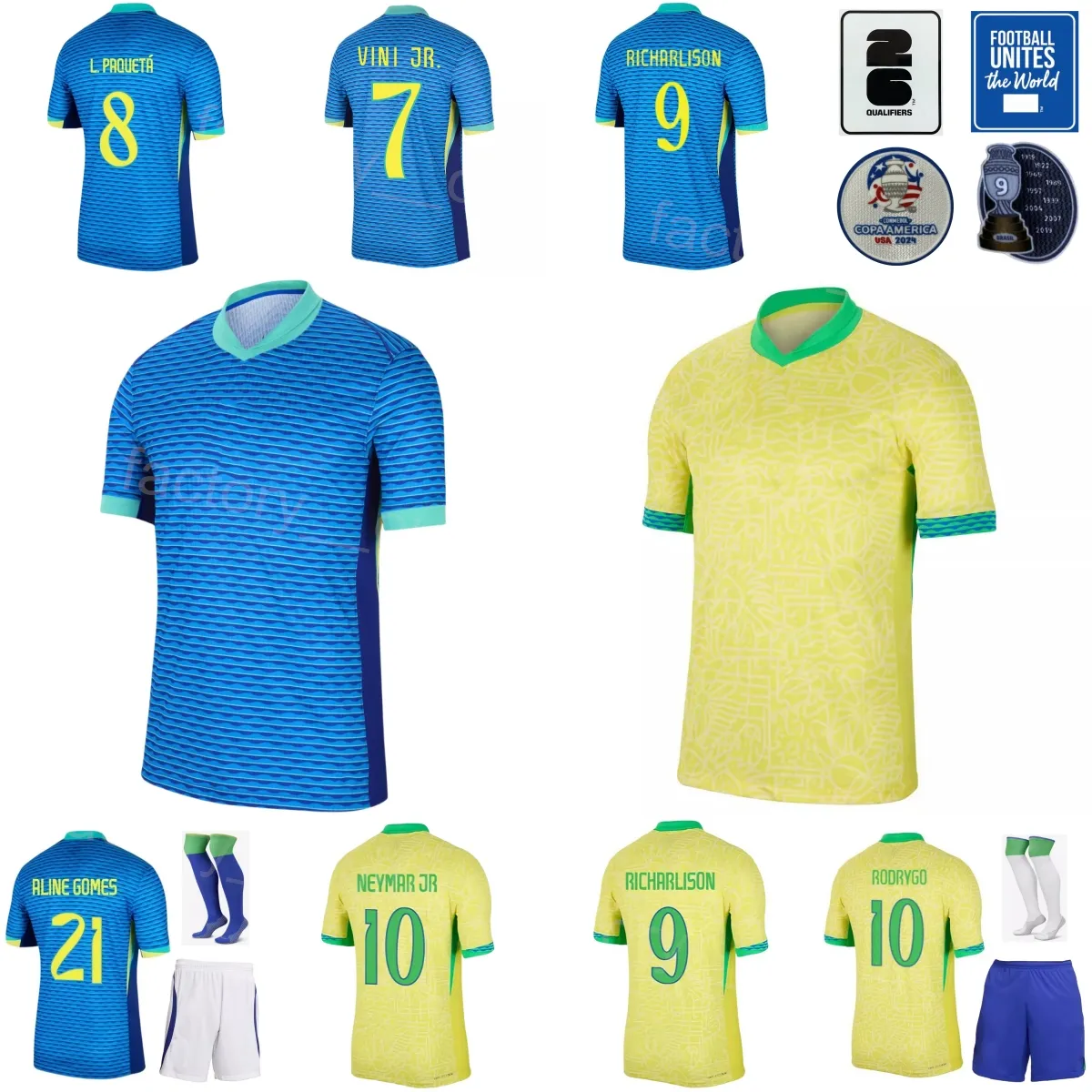 Copa America 24-25 Fußball 14 Fabricio Bruno Jerseys Nationalmannschaft 9 Gabriel Jesus 15 Joao Gomes 8 Lucas Paqueta 25 Lucas Beraldo Fußball-Hemd Kits Herren Kind Kind