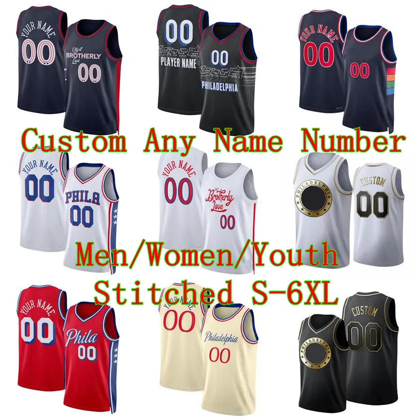 Custom Joel Embiid Jerseys de basket-ball Tyrese Maxey Tobias Harris Any Nom Any Number 2023/24 Fans City Jerseys Men Youth Women S-6XL