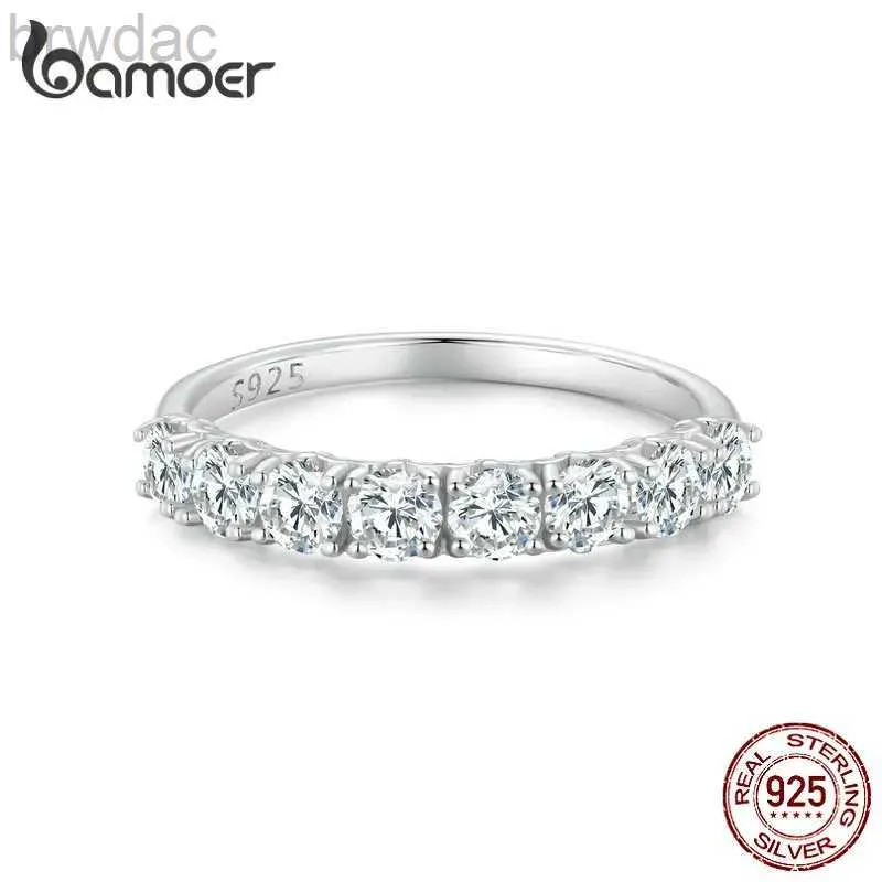 Solitaire Ring BAMOER 0.8CT D Color VVS1 EX Round Moissanite Ring 925 Sterling Silver Eternity Ring Women Engagement Wedding Luxury Band d240419