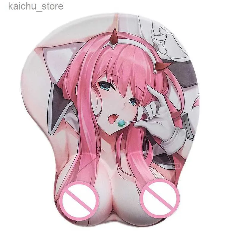 Mouse Pads Wrist Rests Darling in the Franxx zero two sexy Mouse Pad Big Gaming Anime Silicone Gel Cute Manga Pad with Wrist Oppai Large Table Mat Y240419