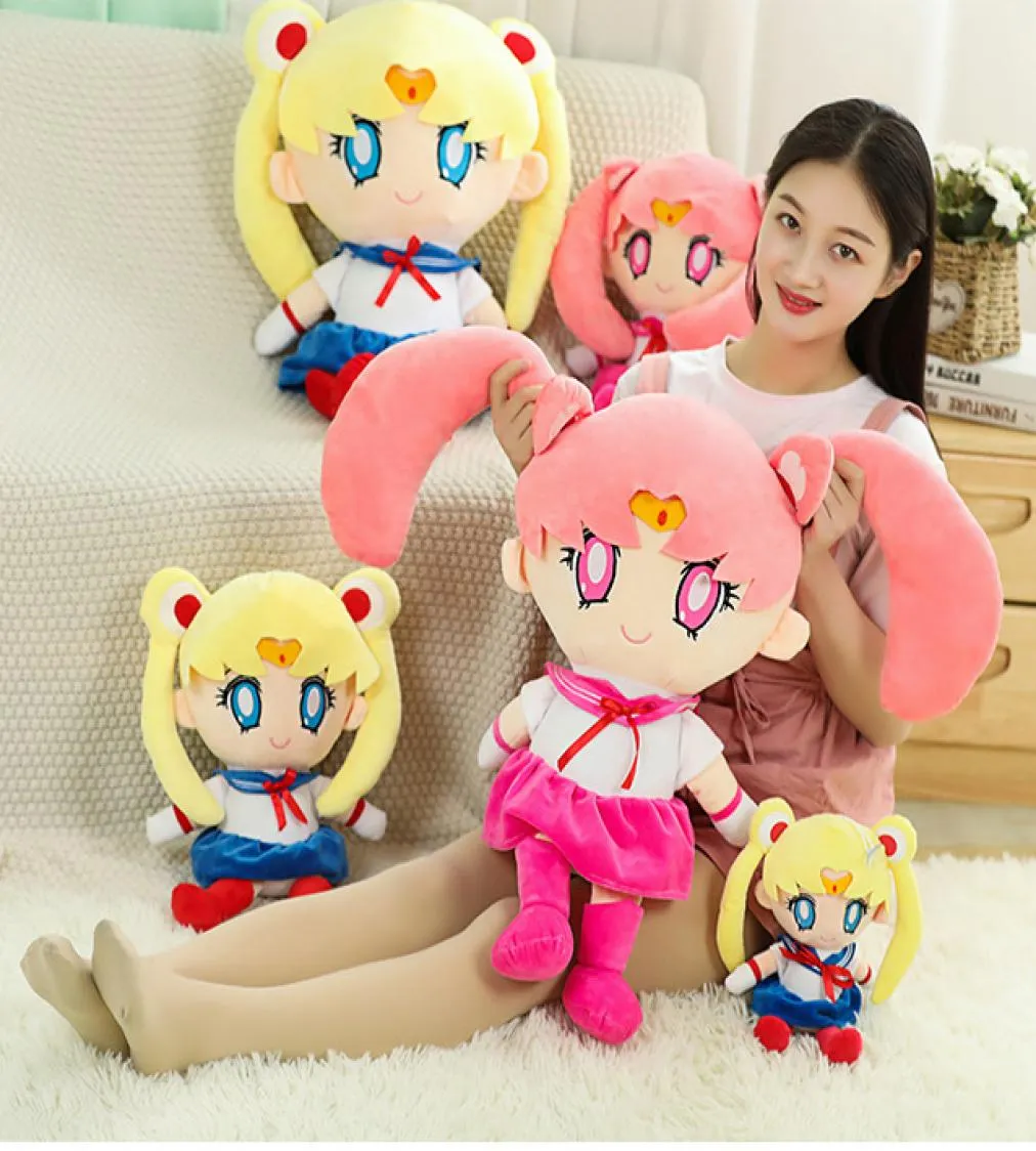 2560 cm Kawaii anime Sailor Moon Pluszowa zabawka Śliczna księżyc Hare ręcznie robiona farba do spania poduszka miękka kreskówka Brinquidos dziewczyna prezent1770789