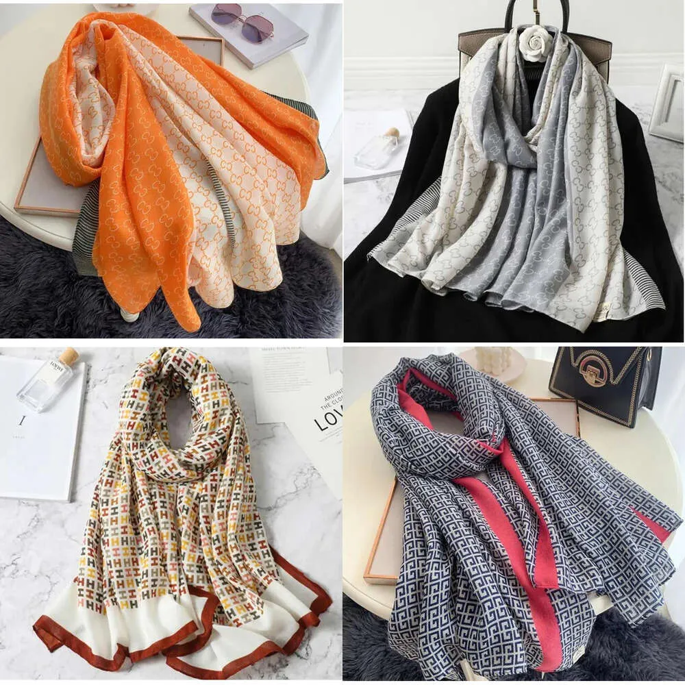 180x90cm 20Style Coton Linet Écharpe lettres imprimé Bandeau en mousseline pour femmes Fode Summer Fin Long foulard Neckerchief Châle enveloppe Big Taille