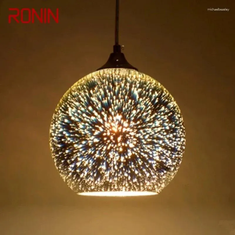 Żyrandole Ronin Nordic Color Glass Lampa nowoczesna sypialnia nocna sztuka led restauracja bar kawiarnia przejście żyrandol