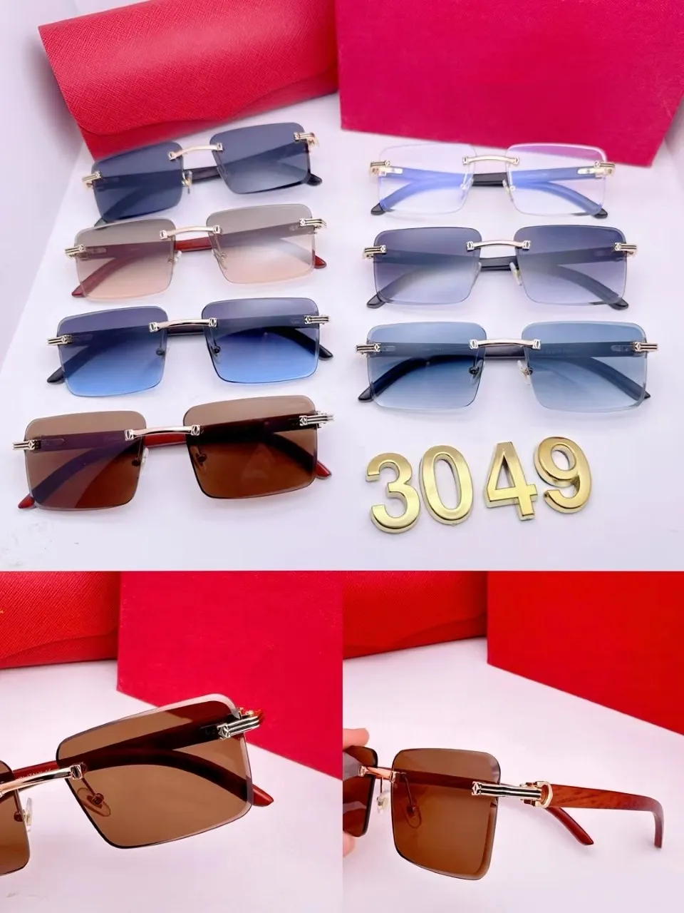 2024 Luxe oversized ontwerpers van topkwaliteit metalen frame zonnebrillen polarlens voor dames heren goggle senior brillen brillen vintage groot frame dames3049