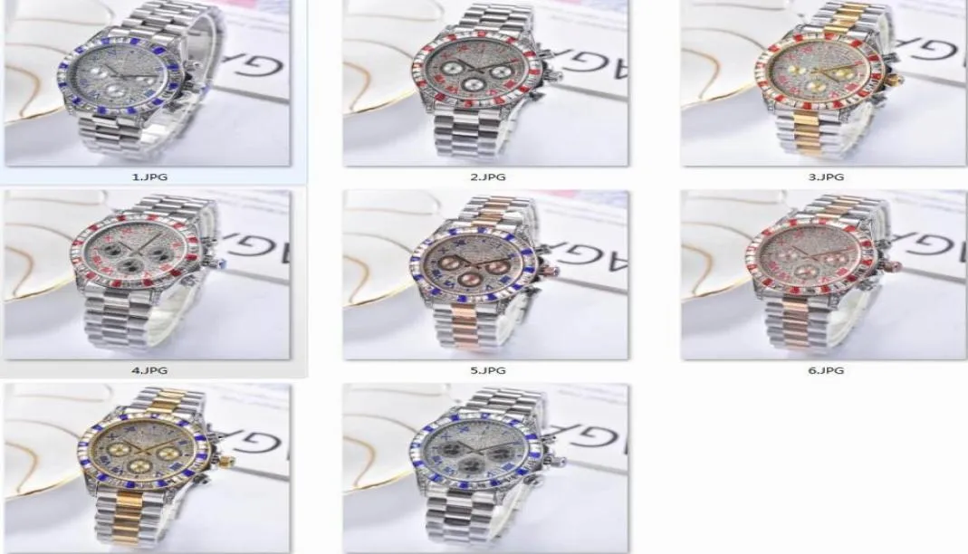 Iced out Watches Women Hip Hop Bling Diamond Mens Business Watch Alloy Quartz Ladies PolsWatch Ship1620074