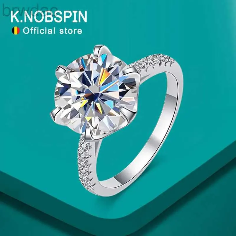 Solitaire Ring Knobspin 5CT D Color Moissanite Ring S925 Sterling Sliver Plated 18K White Gold Eternity Band Wedding Aclanking Rings for Women D240419