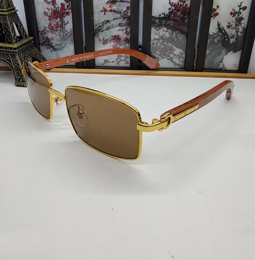 Klassiska affärssolglasögon för män Polis Eyewear Women Bamboo Real Wood Foot Retro Vintage Wood Eyewares Half Frame Fullframe 5113207