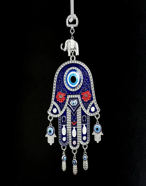 Mur de l'oeil maléfique suspendu la dinde perles pour les yeux diaboliques avec Hamsa Hand Car Keychain Blue Evil Eye Pifonde Charme Mur de joes de suspension Blanche clé 2586123