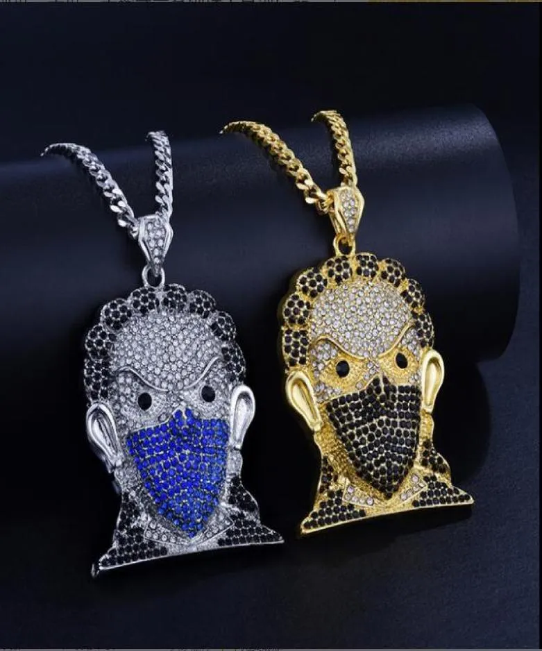 Grote maskerhoofd hanger hiphop ketting sieraden 30 inch roestvrijstalen Cubaanse ketting GD7848840649