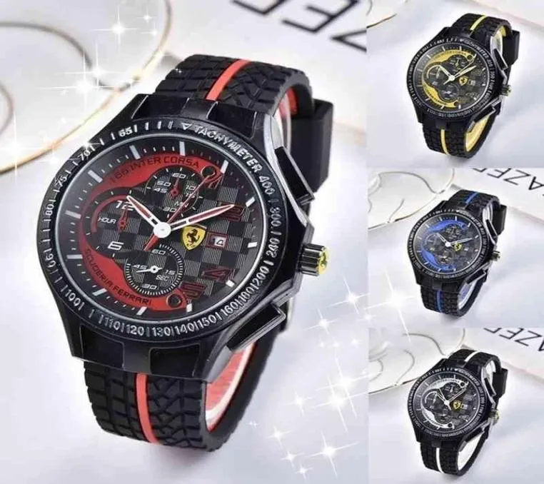 Luxury Sports Racing Car Strap en caoutchouc Quartz en acier inoxydable ES pour hommes Horloge de bracelet décontractée8293430