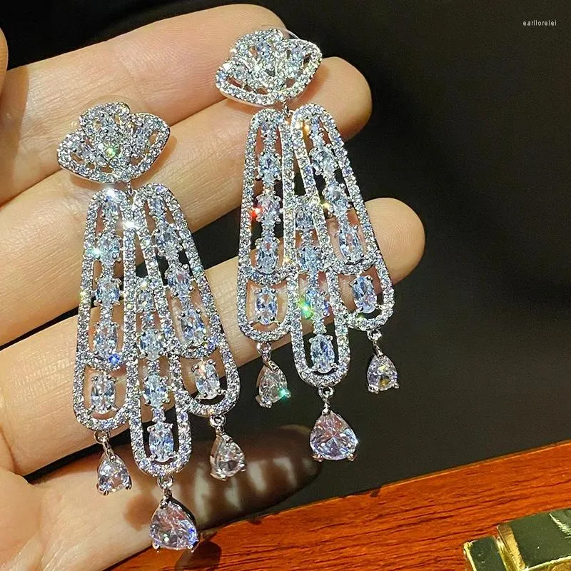 Dangle Earrings High Quality Zircon Bridal Green Cubic Zirconia Wedding Earring For Brides Accessories Women Birthday Gifts Jewelry